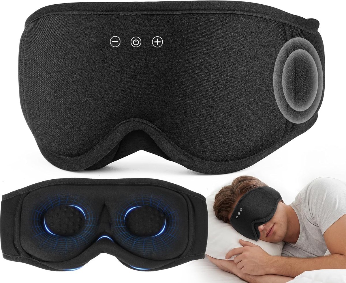SnelShoppen - Bluetooth Slaapmasker Hoofdtelefoon voor Zijslapers - Volledig Donker 3D Oogmasker voor Mannen en Vrouwen - Ademend Zacht Slaap Hoofdtel