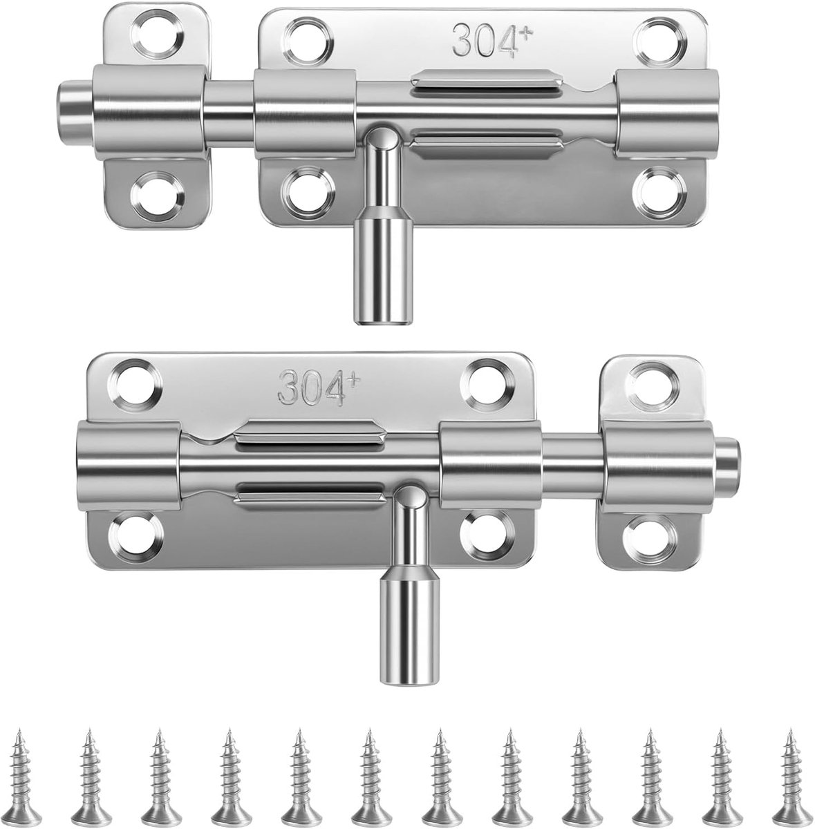2 Pcs Door Latch Sliding Lock Stainless Steel 304, 4 Inch Lockable Sliding Lock, Door Barrier with 12 Screws, for - ShopVlot