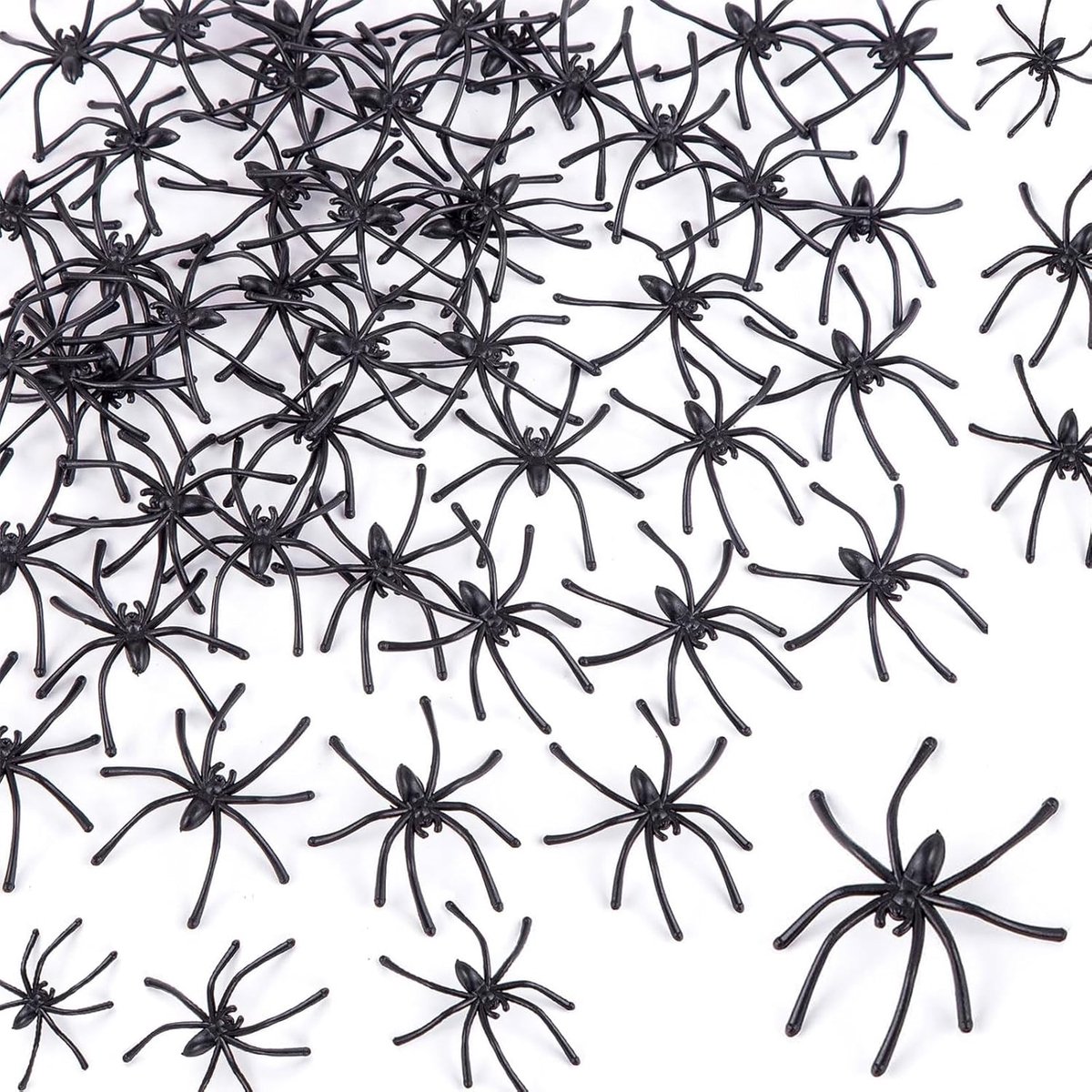SnelShoppen - 100 Stuks Halloween Decoratie Realistische Spinnen - Kleine Plastic Spinnen voor Creepy Halloween Feest, Grappige Grapjes en Themafeeste
