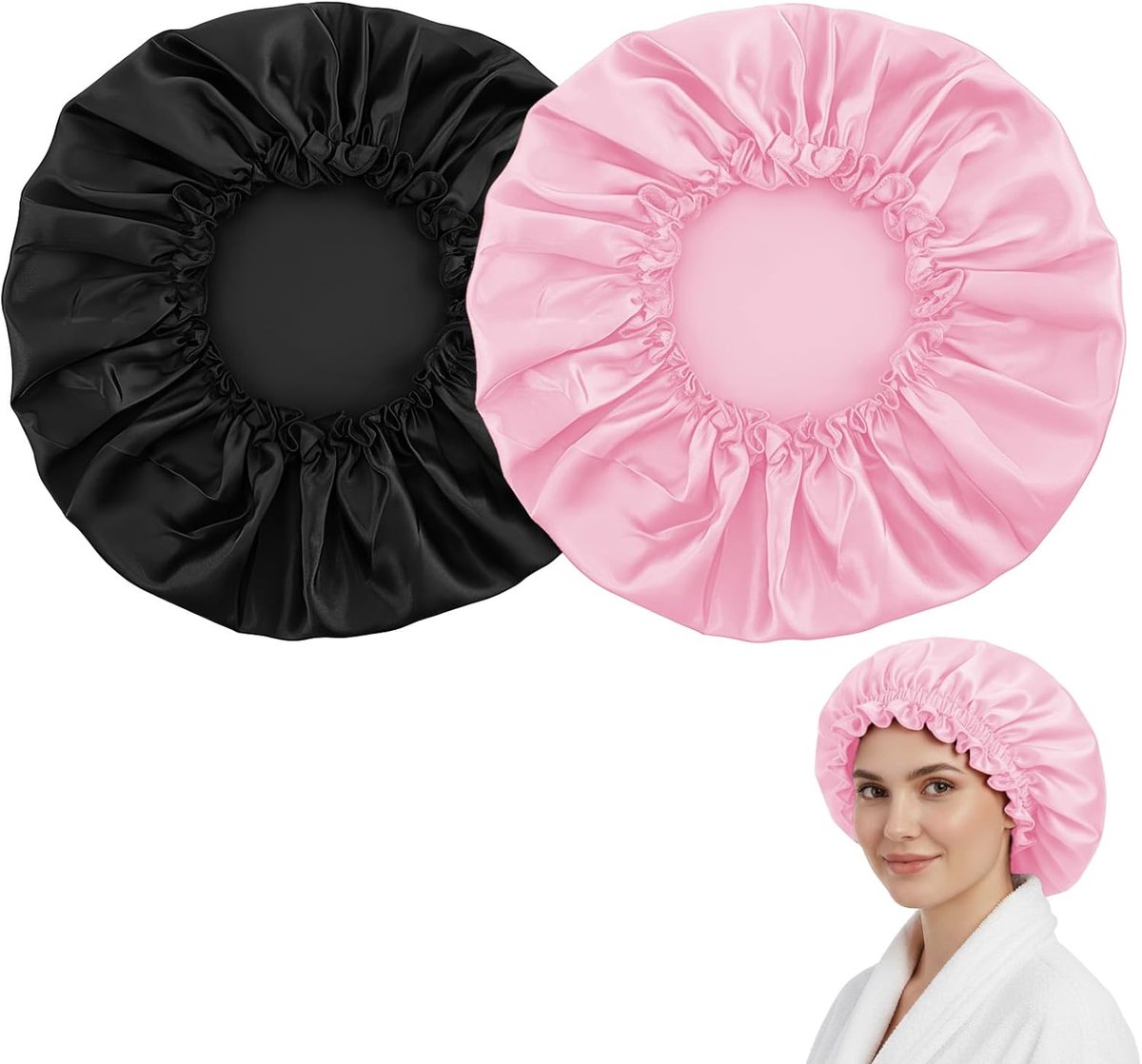 2 Stuks Satin Haar Hoed, Elastische Zijde Douche Haarnet voor Vrouwen, Antis