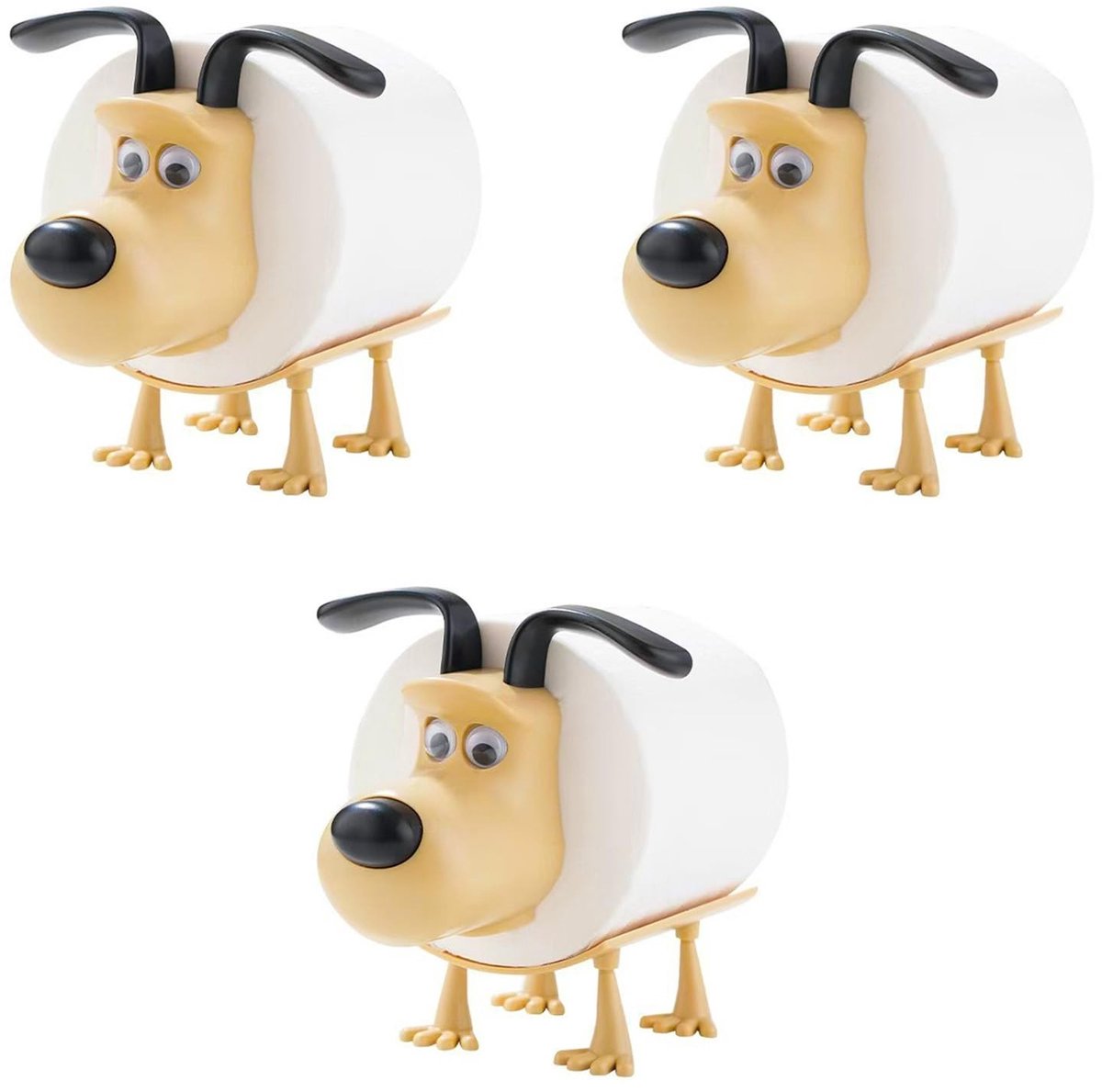 Omgoods - Set van 3 Toiletpapierhouders met Hond Motief