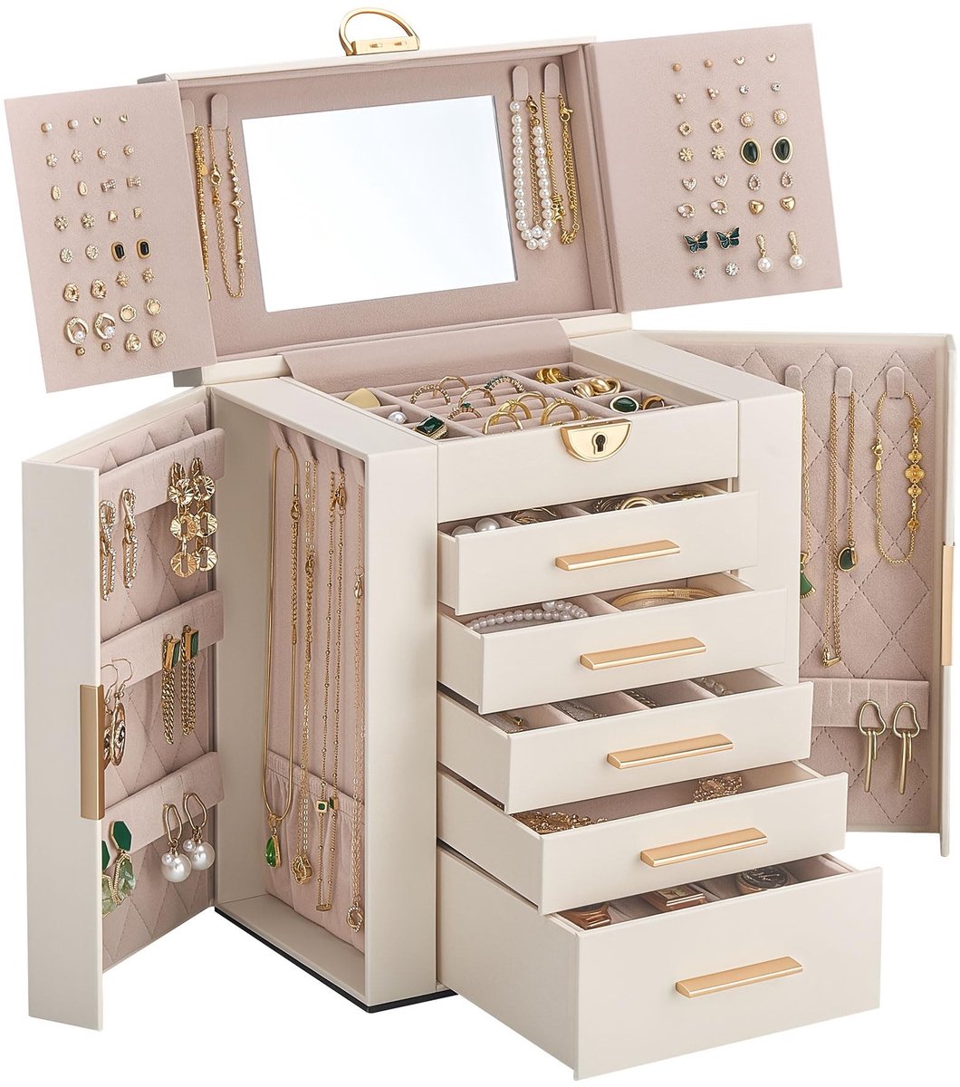 Omgoods - Grote Sieradenorganizer met 6 Niveaus en Spiegel