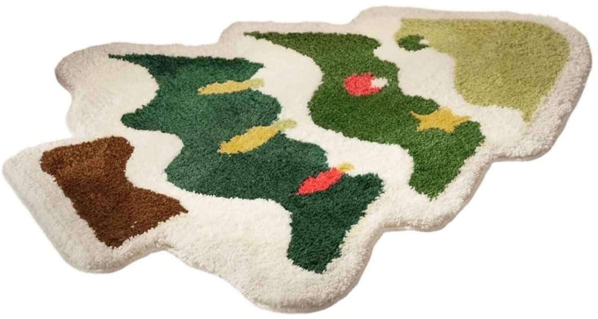 Omgoods - Zachte Antislip Kerstbadmat met Peperkoekman en Sneeuwpop