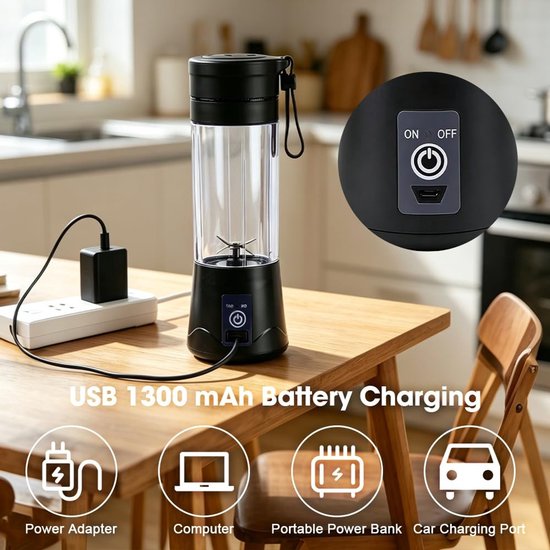 Omgoods - 380ml Mini Mixer - USB Oplaadbare Blender — afbeelding 4