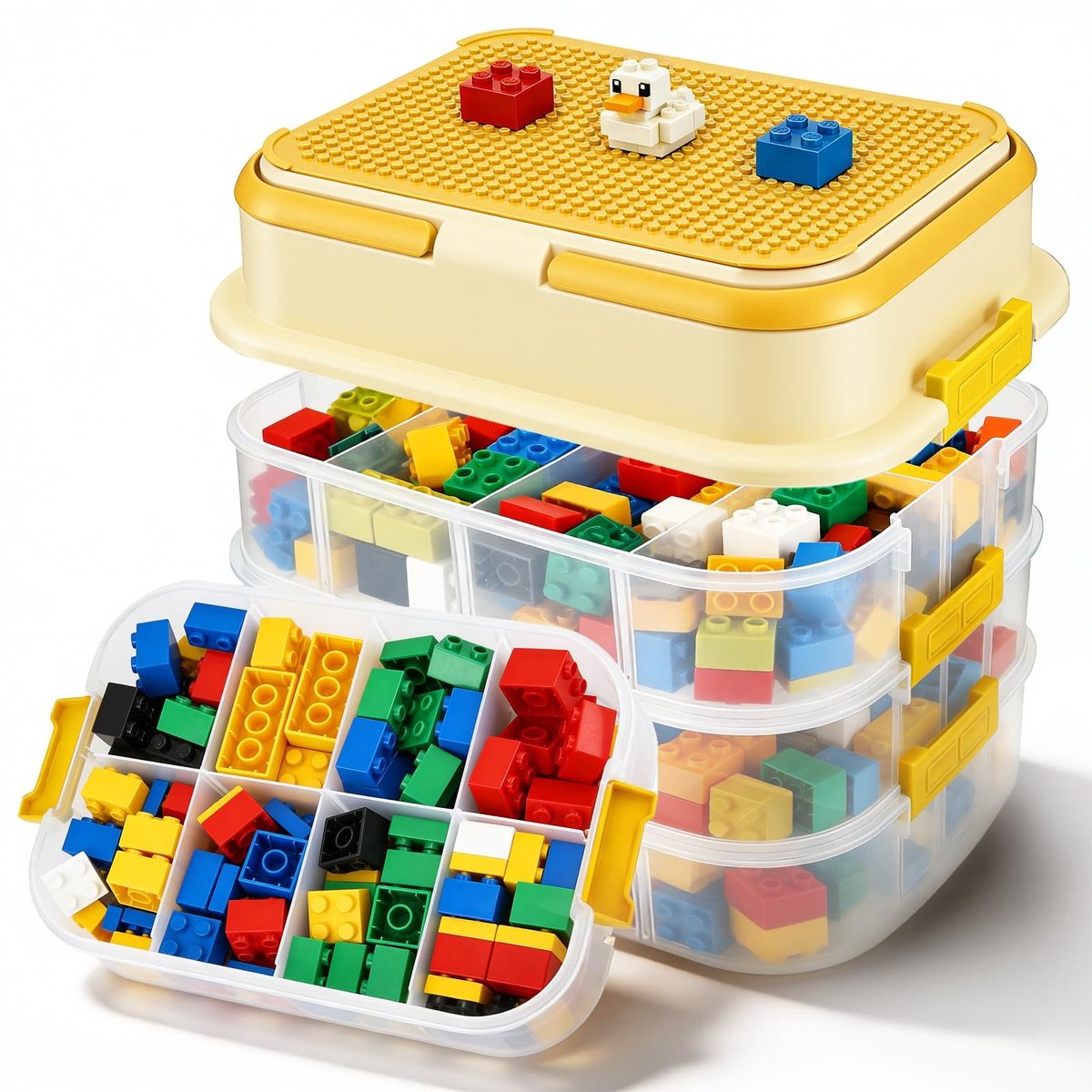Omgoods - Opbergdoos met 4 Lades voor Lego Steentjes met Deksel