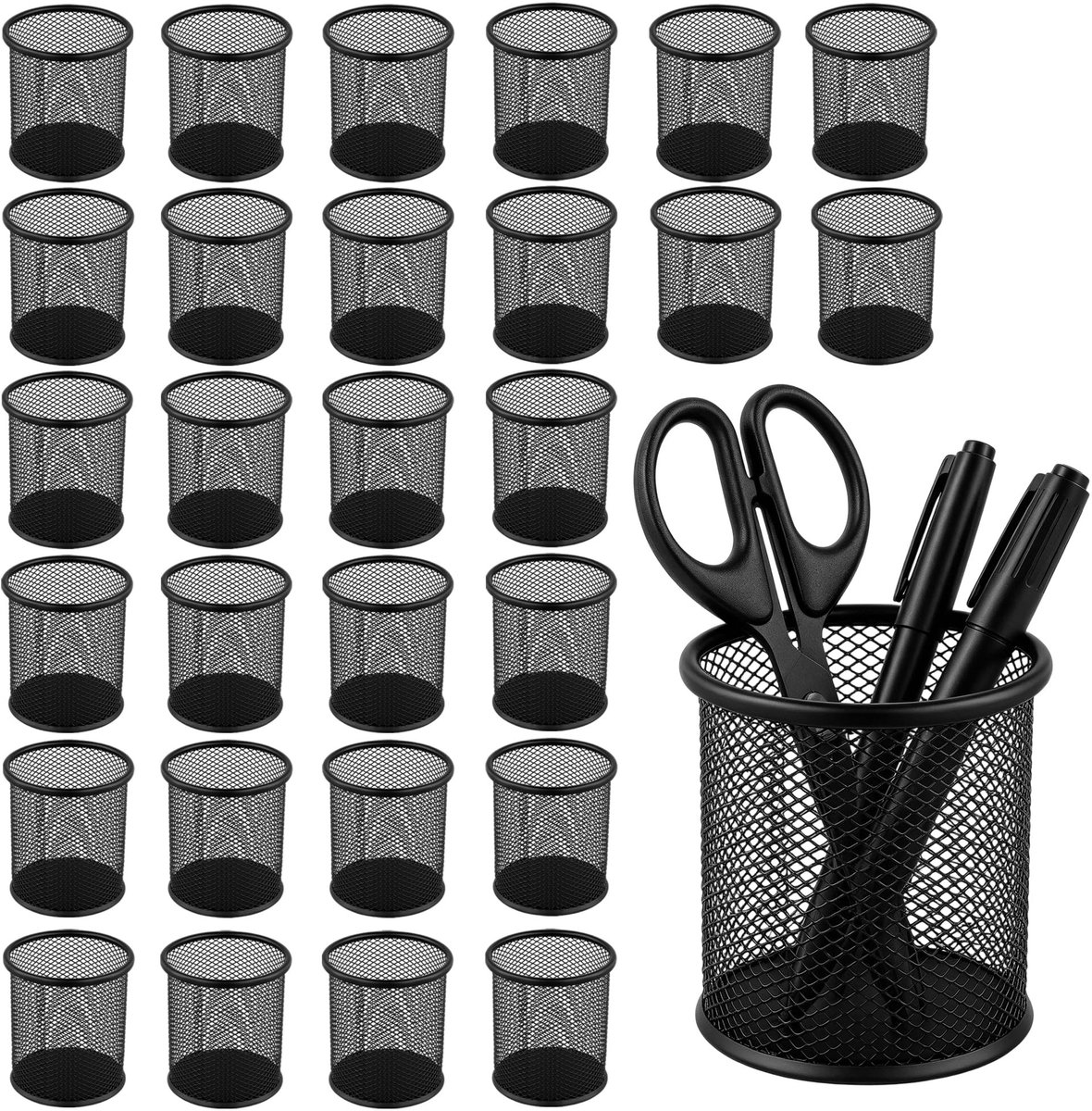 Omgoods - 30 Stuks Metalen Mesh Penhouders, Zwart