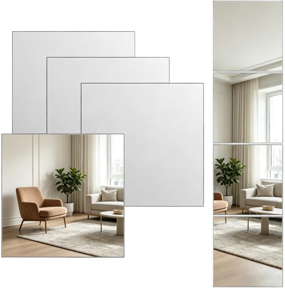 Omgoods - Set van 4 Zelfklevende Spiegels van 30 x 30 cm voor Diverse Ruimtes