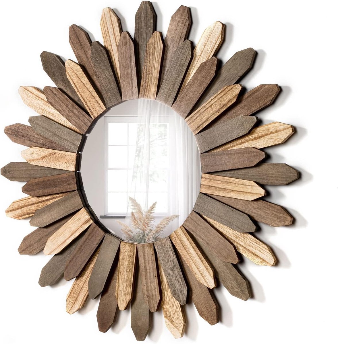 Omgoods - Bohemian Wandspiegel met Houten Frame 48 cm