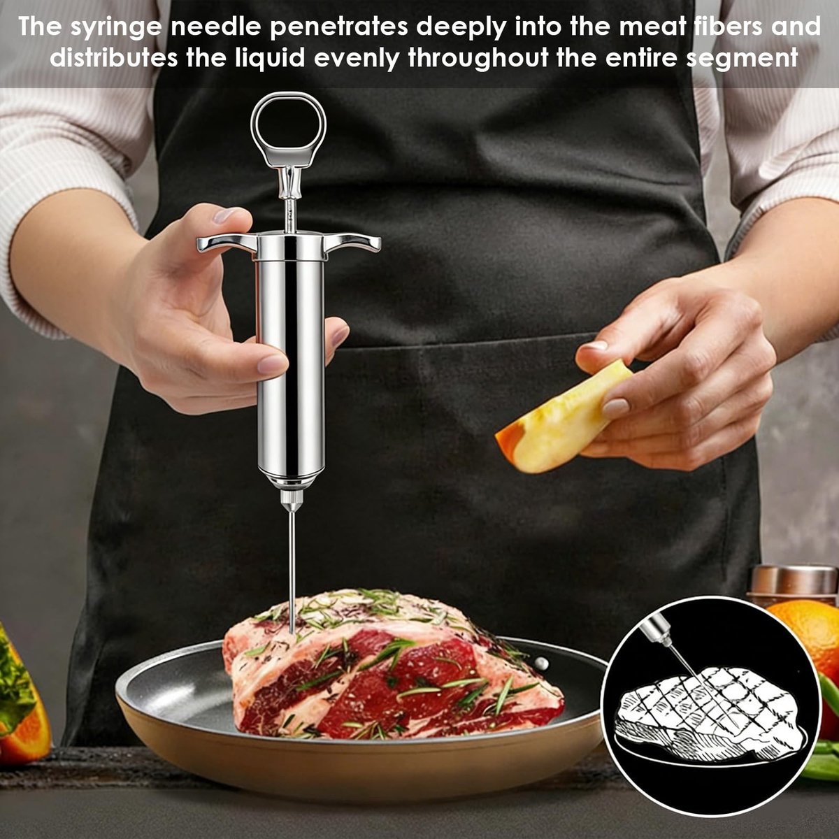 Omgoods - Professionele Marinade-injector van Roestvrij Staal met 4 Naalden