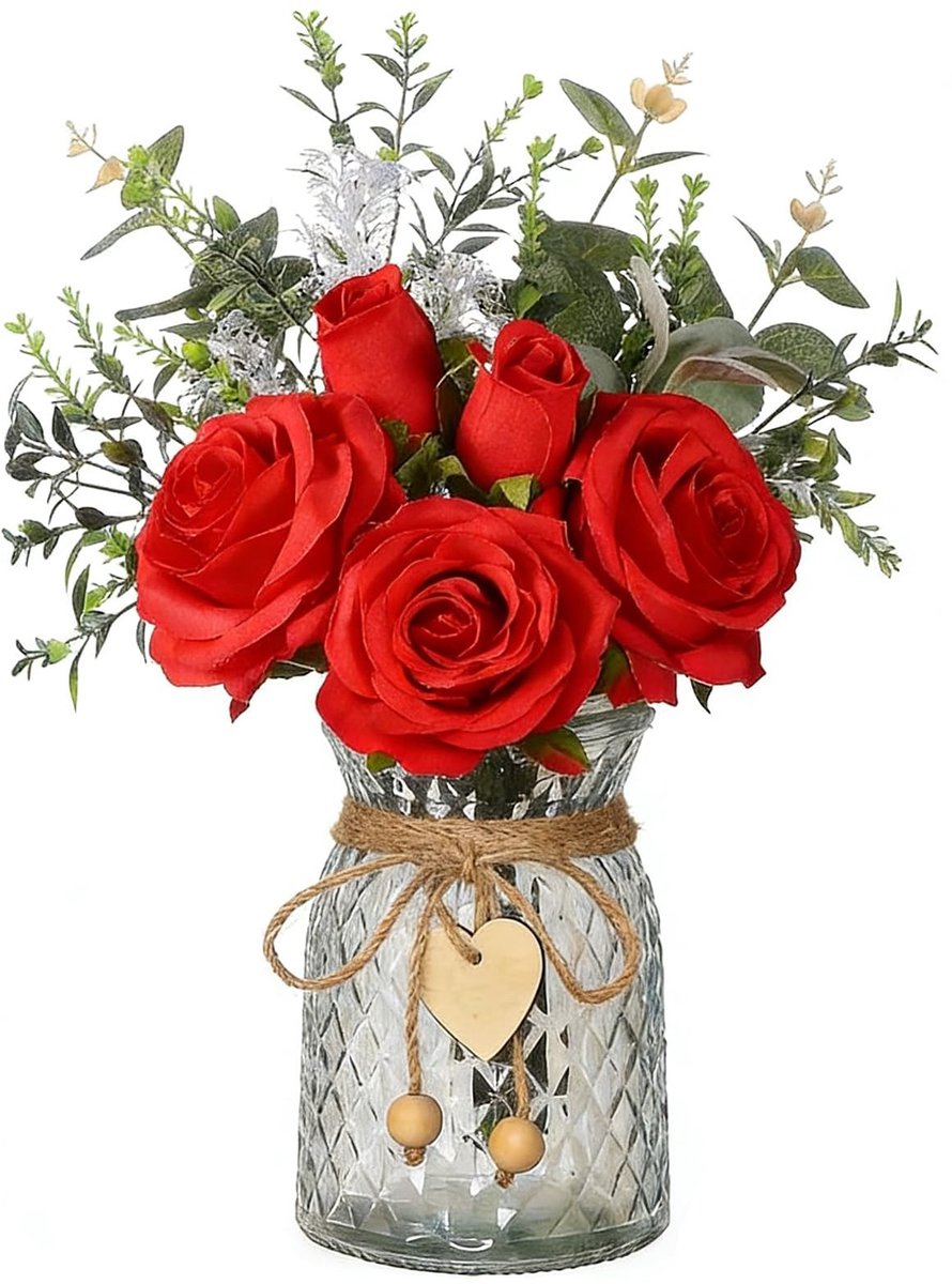 Omgoods - Kunstbloemen met Vaas en Eucalyptusplant
