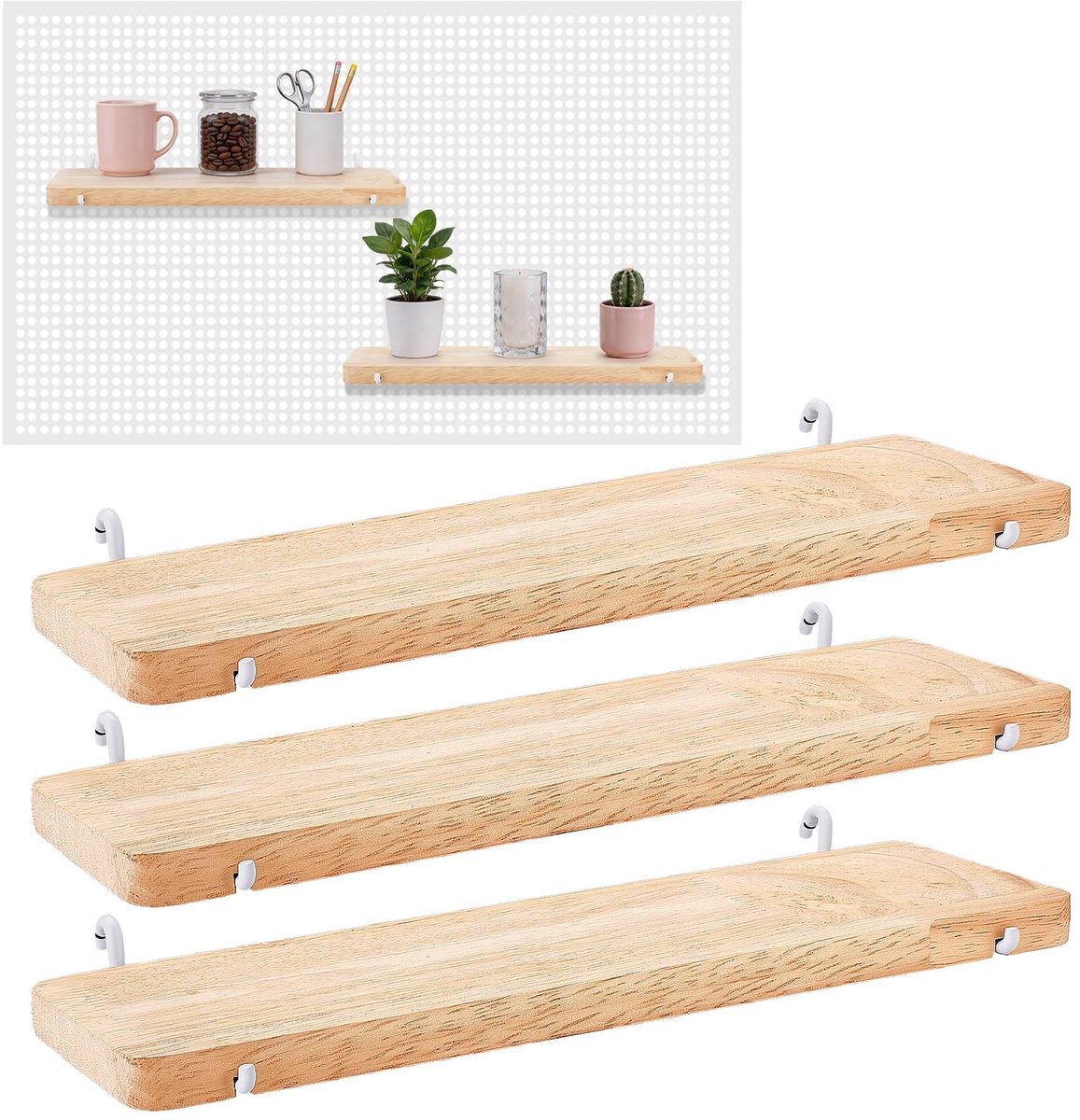 Omgoods - Set van 3 Houten Gatenwandplanken voor Organisatie