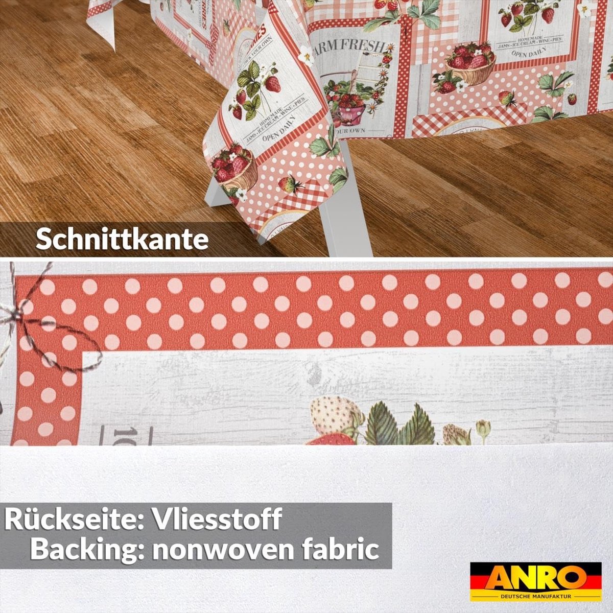 Omgoods - Wasbare Tafelkleed met Aardbeienmotief 240 x 140 cm Ovaal
