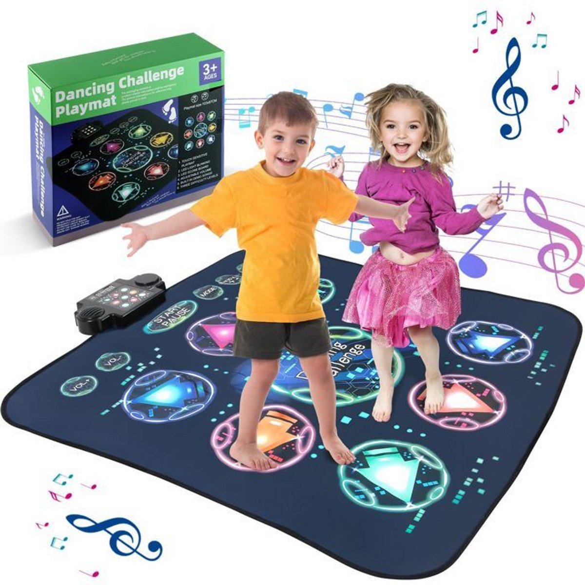 TEKROA® Elektronische Dansmat voor Kinderen met Bluetooth en LED - Educatieve Muziekmat - Speelmat Jongens en Meisjes - Antislip - Oplaadbaar