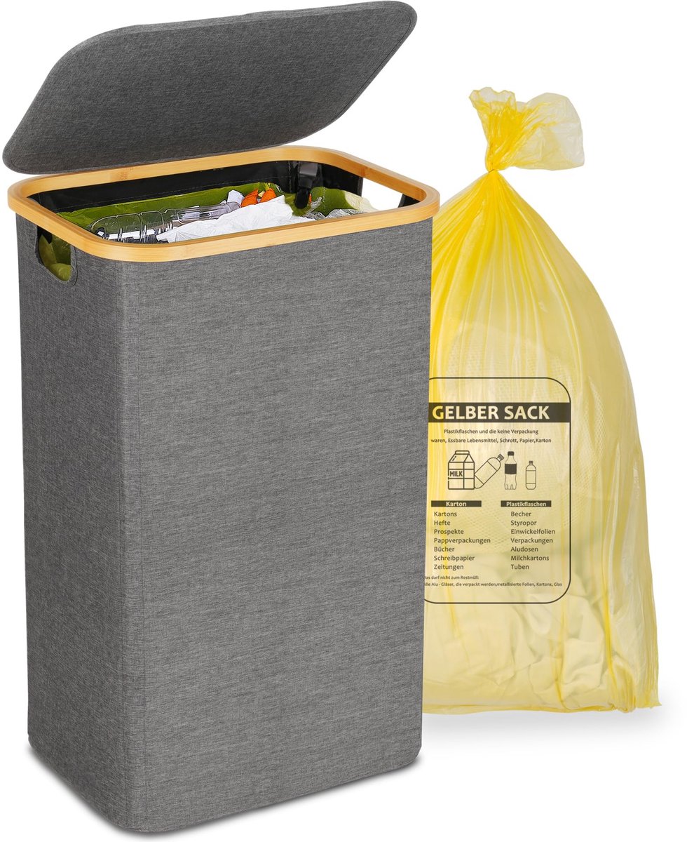 Omgoods - Gele Afvalzakhouder met Deksel, 100 Liters