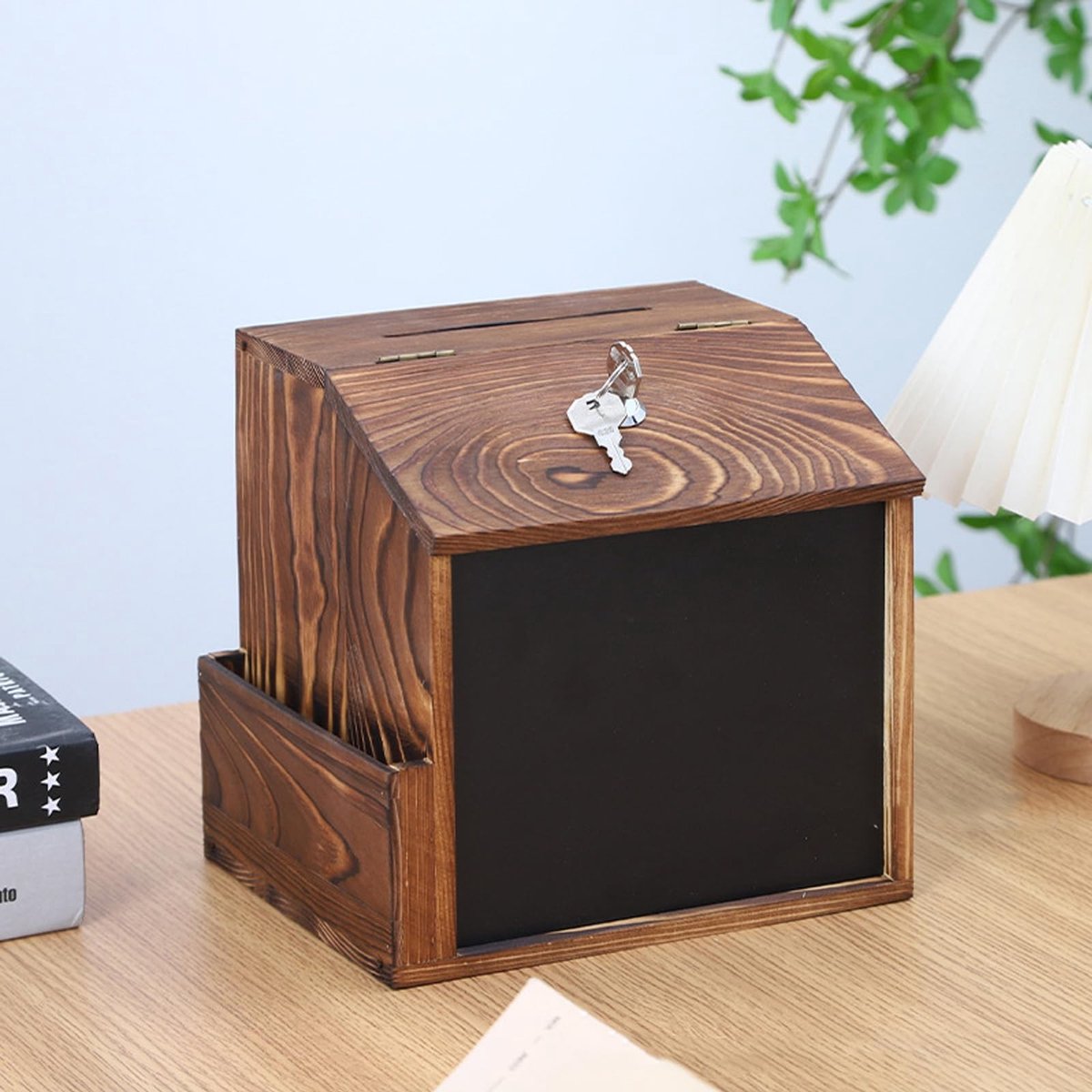 Omgoods- Brievenbus Vintage Stijl - Houten Brievenbus - Multifunctionele Vergrendelende Doos - Interactief Bericht Board - Afmetingen 21x16,5x20cm - Gewicht 0,8kg - Postbus
