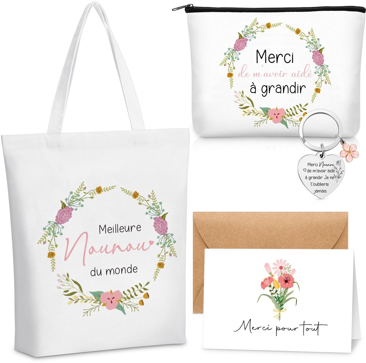 Omgoods- Nanny Gift Box - Draagtas - Make-up Tas - Sleutelhanger - Bedankkaart - Canvas Materiaal - Cadeauset