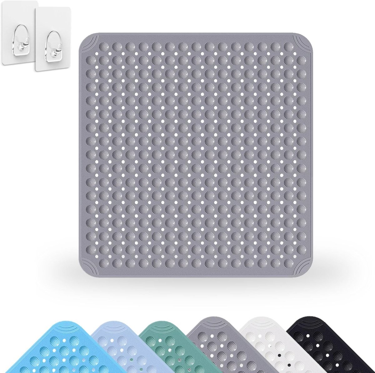 Omgoods - Antislip Douchemata 80 x 80 cm met Zuignappen Grijs