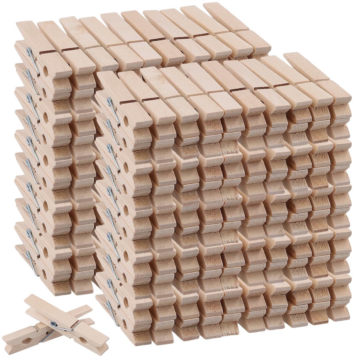 Omgoods- Houten Wasknijpers 300 Stuks - Berkenhout - 7,2 cm - Knijpers voor Knutselen - Decoraties - Hoge Kwaliteit