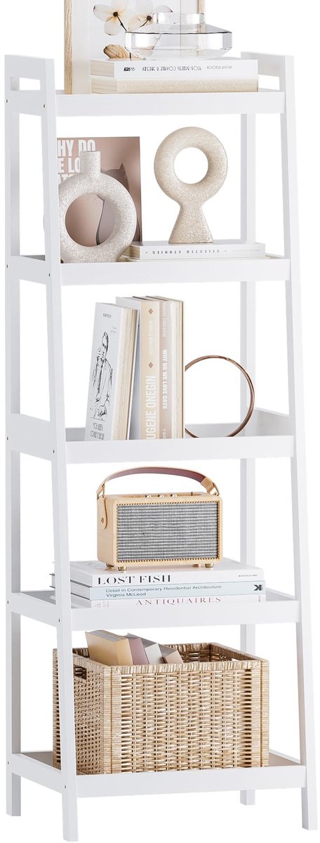Omgoods - Bamboe Ladder Boekenkast met 5 Planken voor Badkamer en Woonkamer