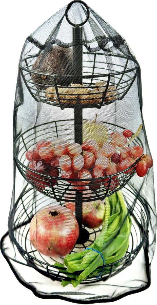Omgoods - 3-laags Fruitstand met Insectenbeschermnet