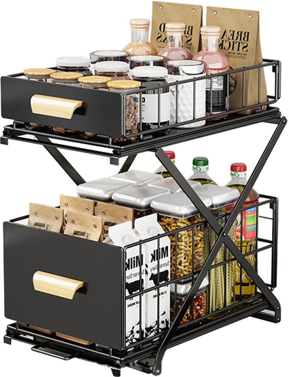 Omgoods - Keukenrek met 2 Etages voor Kruidenset en Servies