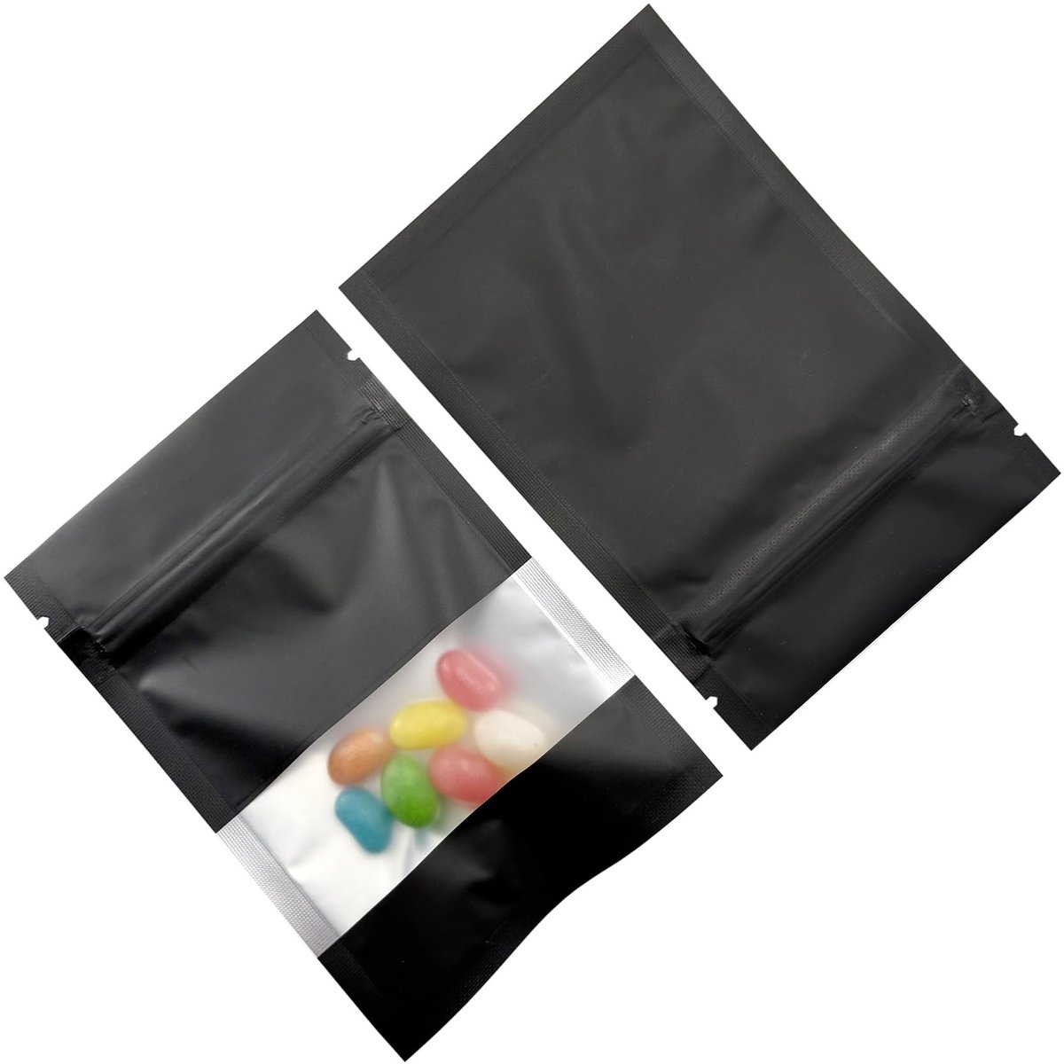Omgoods - Set van 100 Matte Aluminium Folie Herbruikbare Zakjes met Duidelijk Venster