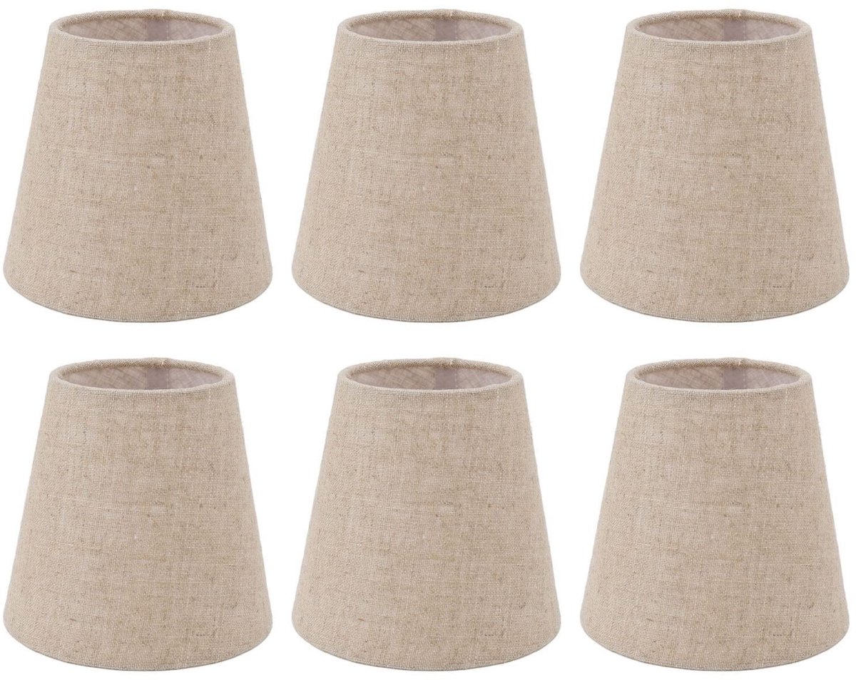 Omgoods - 6-delige Kandelaar Lampenkap - Eenvoudige Clip-on Lampenkappen - Goede Lichttransmissie - Beige - Geschikt voor E14-lampen - Perfect voor...