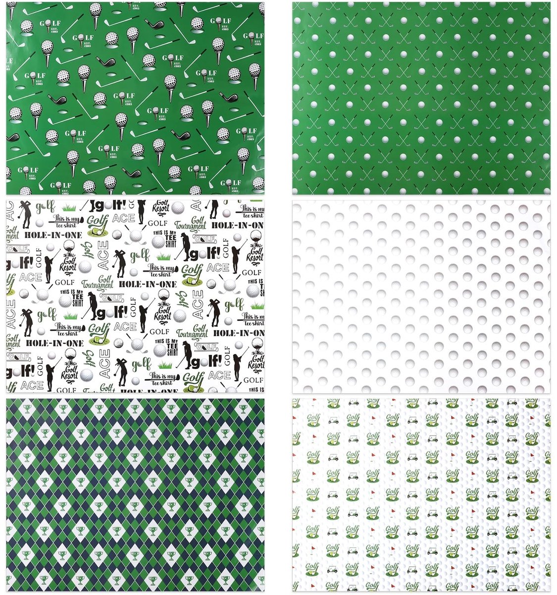 Omgoods - Set van 12 Golf Inpakpapier met Sportthema
