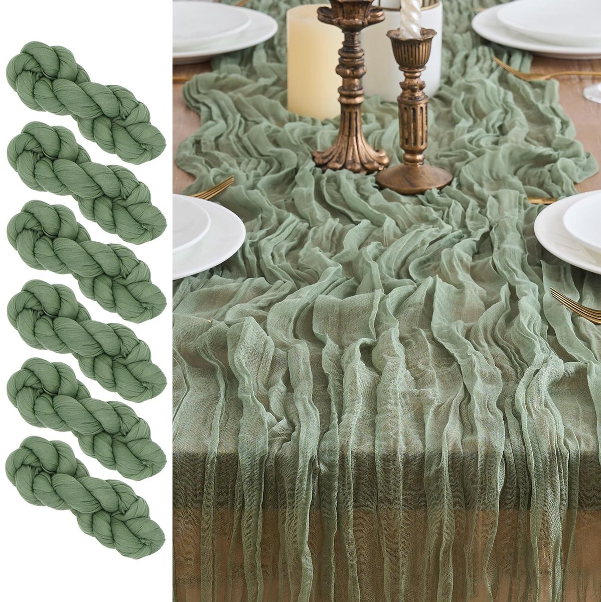 Omgoods - Set van 2 Boho Tafelrokken 90 x 300 cm voor Bruiloft Decoratie