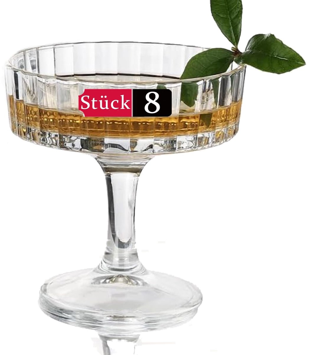 Omgoods - Set van 8 Vintage Cocktailglazen voor Professionele Gebruik