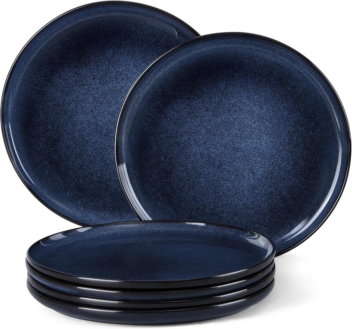 Bordenset voor 6 personen, Reactieve Glazuur Steengoed - 26,5 cm Dinerborden Eetborden, Modern Servies Bordensset Serveerborden voor Taart, Magnetronbestendig & Vaatwasserbestendig, Universum