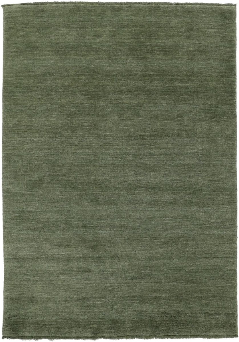 SnelShoppen - Handgeweven Vloerkleed met Franje, 200 x 300 cm, Rectangular Shaggy/Handloom Tapijt van Wol, Forest Green, Voor Woonkamer, Eetkamer, Sla