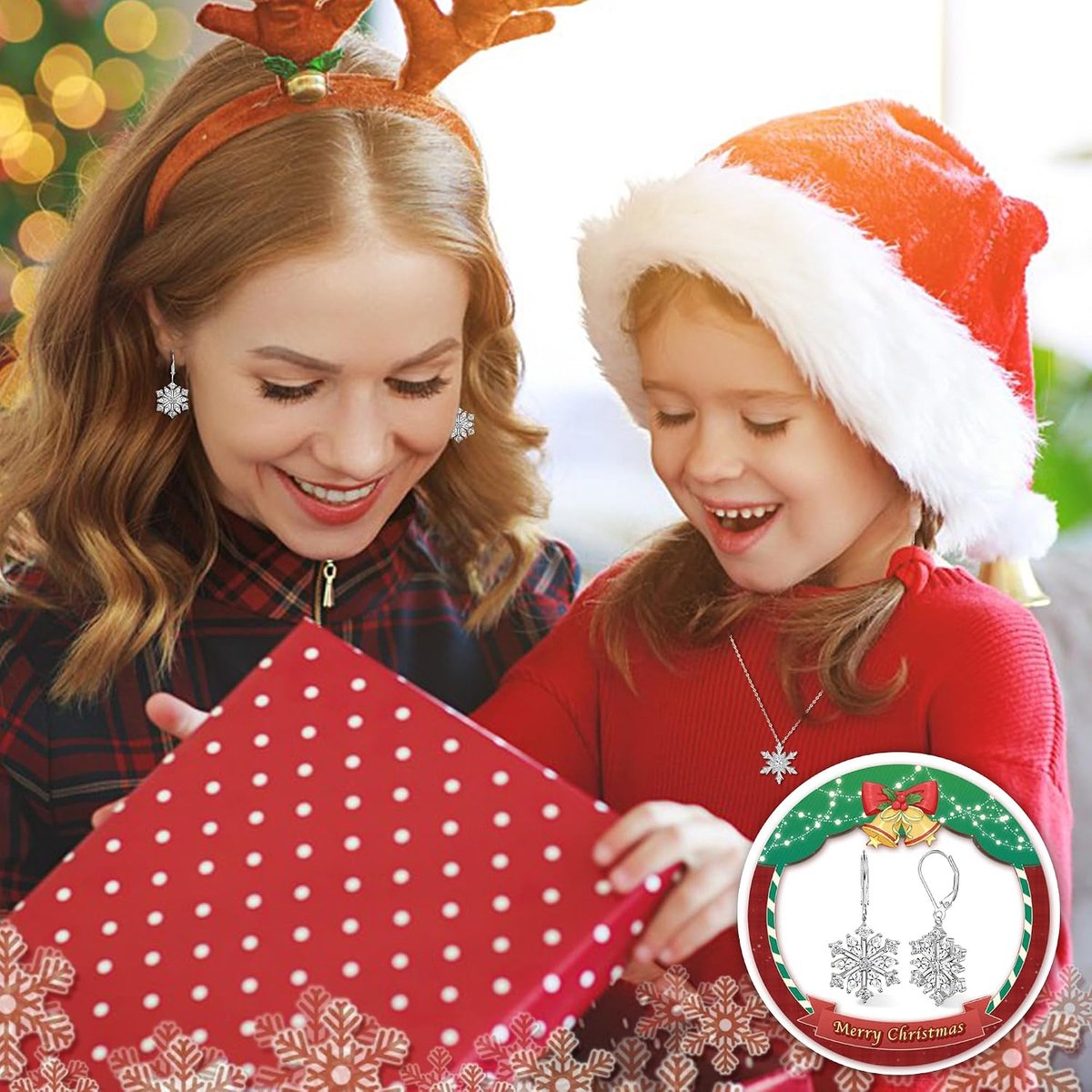 Sneeuwvlok halsketting druppel oorbellen voor vrouwen leverback dangle sneeuwvlok oorbellen zilveren hanger Thanksgiving Xmas Kerstmis sieraden geschenken voor meisjes