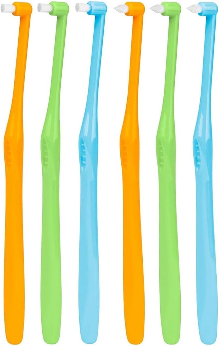 6 stuks eendelige tandenborstel, orthodontische tandenborstel, tuft-tandenborstel, puntige en afgeronde tandenborstels, interdentale borstel, voor het reinigen van details en orthodontische