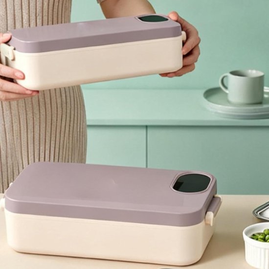 Verwarmde Lunchbox - Draagbare Voedselwarmer - Warme Maaltijden Onderweg - Snel Opwarmen Zonder Water - 900ml Capaciteit - Roze — afbeelding 5