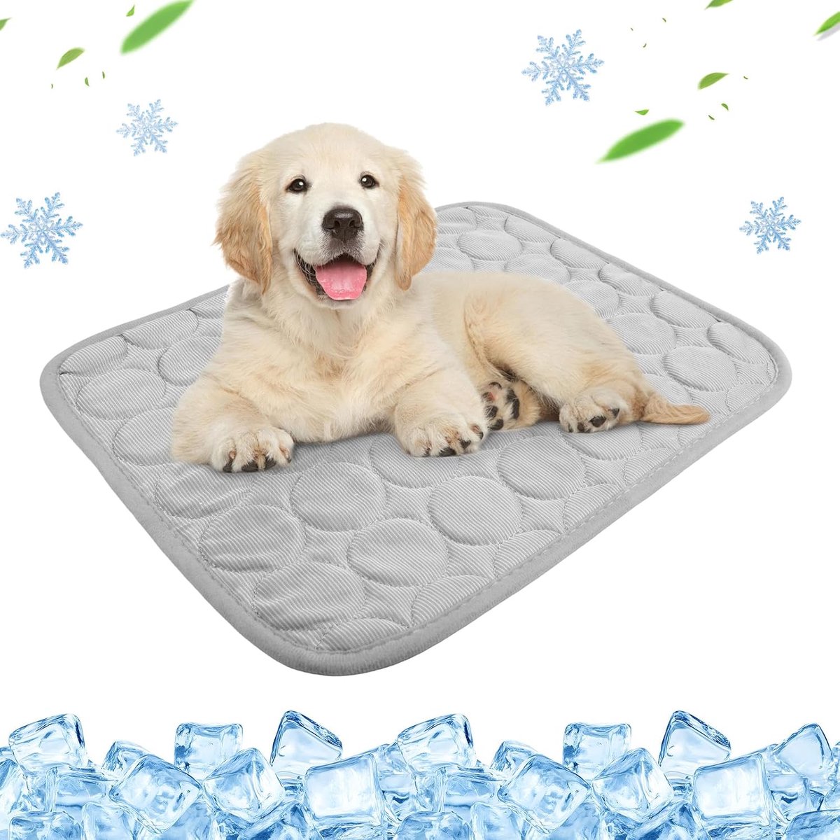 Koelmat voor honden, 62x50CM wasbare koelmat voor honden, zelfkoelende hondenmat, zomer koelkussen voor honden en katten, hondenkoelmat voor thuis, onderweg, auto, reizen (grijs, M)