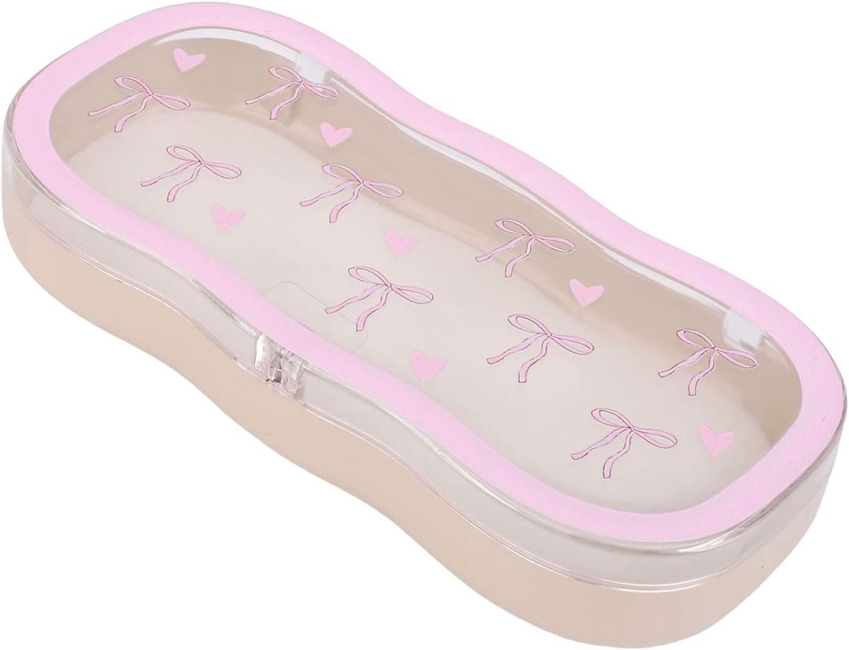 Coquette Bow Brillenkoker, Roze Strik Brillenkoker met Harde Schaal Schattige Coquette Zonnebrilhouder Roze Kawaii Cadeau-Accessoire voor Vrouwen & Meisjes