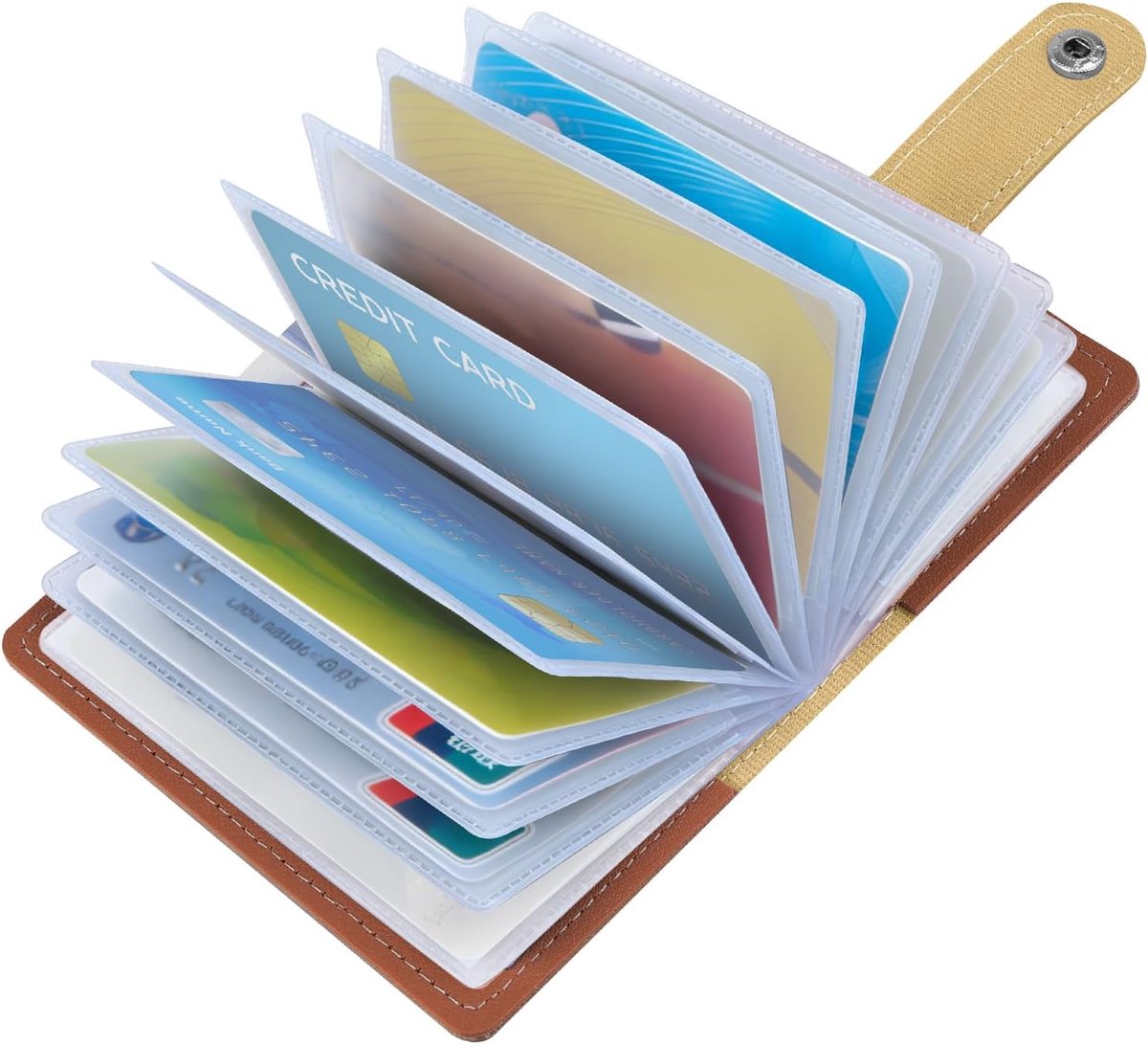 Creditcardhouder voor Mannen en Vrouwen, Dunne RFID-blokkerende Betaalpas Portemonnee Zacht PU Leer ID Bankpas Etui met 26 Verdikking Kaartsleuven Reizen Zakenkaarthouder (Bruin)