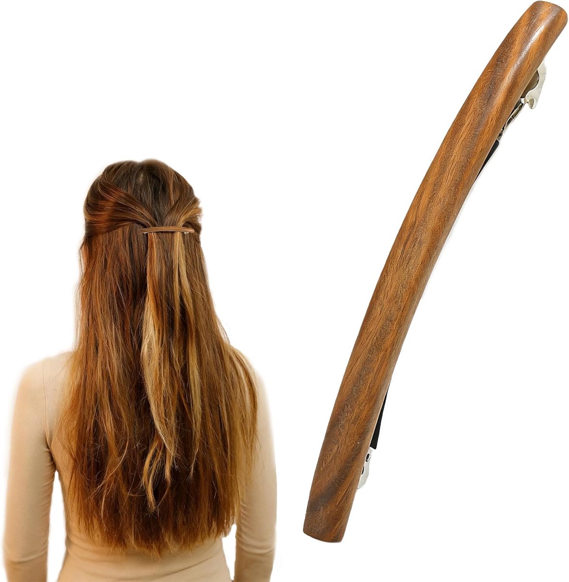 Haarspeld van hout met veermechanisme - Kleine Franse haarspeldjes - Voor dames - Veerhaarspeld voor minimalisme - Voor vrouwen - Verschillende kapsels (hout)
