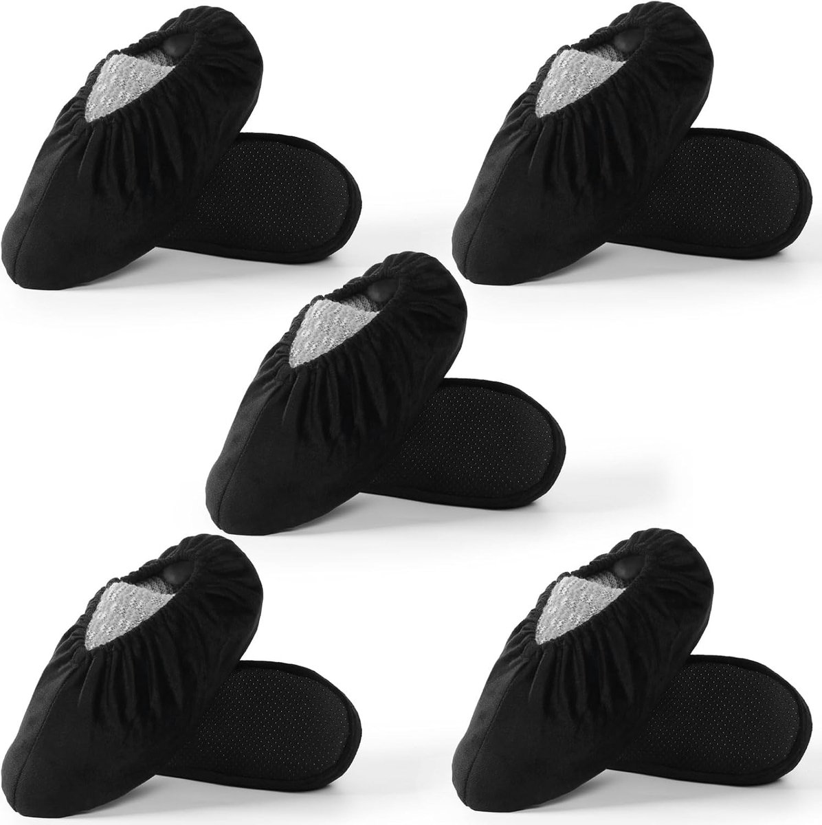 Schoenovertrekken voor thuis zijn antislip, slijtvast, machinewasbaar – overschoenen voor huis en gasten, geschikt voor verschillende gebieden zoals vloeren(Zwart - 5 paar)