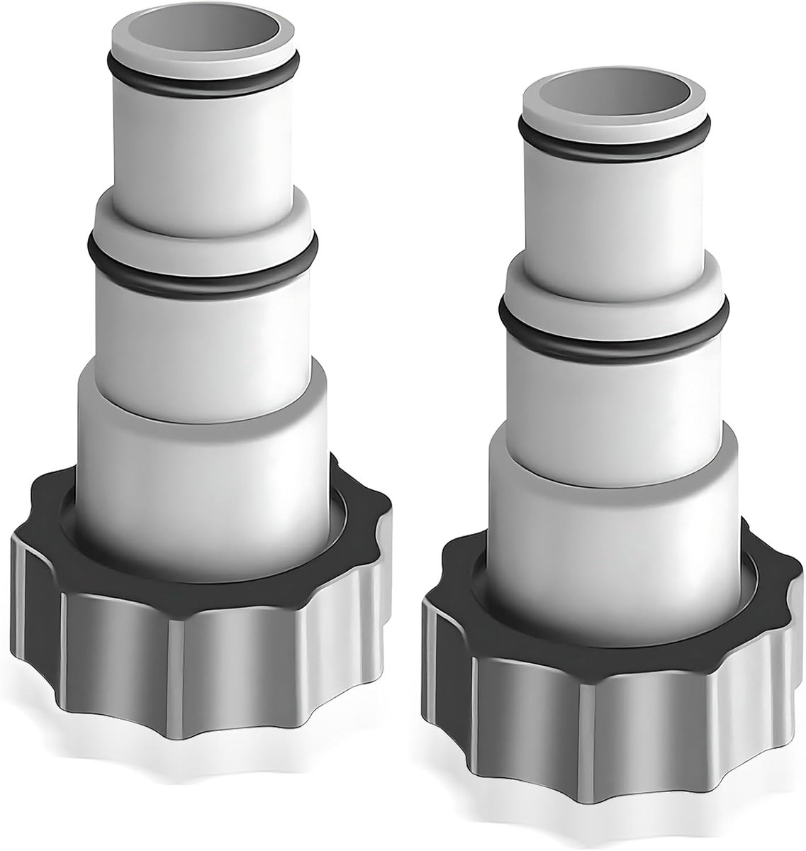 2 stuks Zwembadslangadapter, adapter voor zwembadslang met Ø 32 en 38 mm, slangadapter met binnendraad voor het schroeven, Roestvrij staal en Kunststof