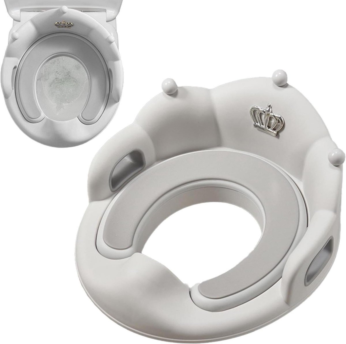 Toiletbril Potjestraining - Kinder Toiletbril - Zindelijkheidstraining Kind - Antislip Gespbevestiging - 39x35 cm - Grijs