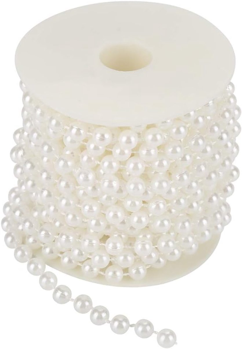 SnelShoppen - 32,8ft Parelsnoer 8mm Kunststof Parels voor DIY Feestdecoratie, Bruiloft, Verjaardag, Kerst, Doop, Wit
