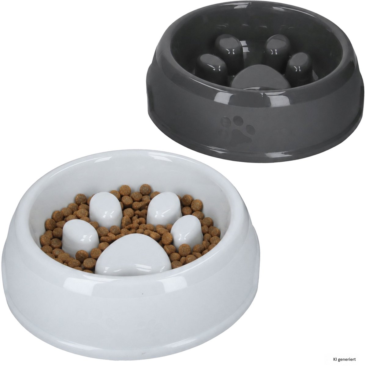 Set van 2 ANTON anti-slurpbakjes: 1x lichtgrijs en 1x donkergrijs, van kunststof – 029000110