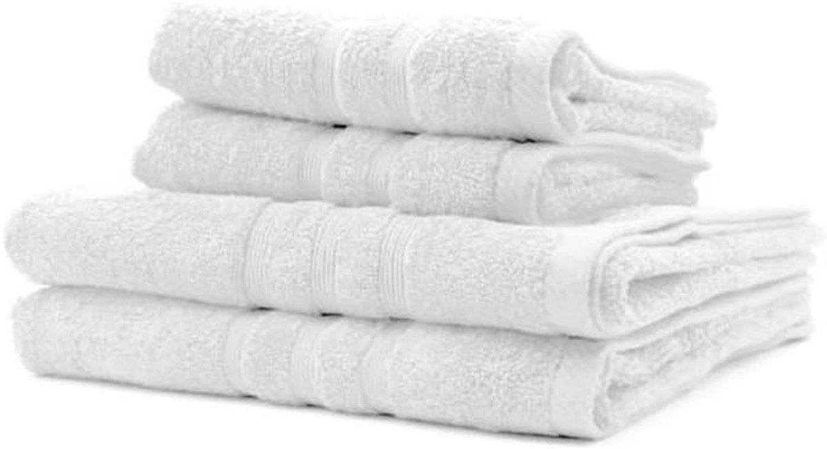 SnelShoppen - TODAY 2 Badhanddoeken 50 x 90 cm + 2 Badlakens 70 x 130 cm 100% Katoen - Krijt - Luxe Badset voor Thuis, Sauna, Zwembad en Camping