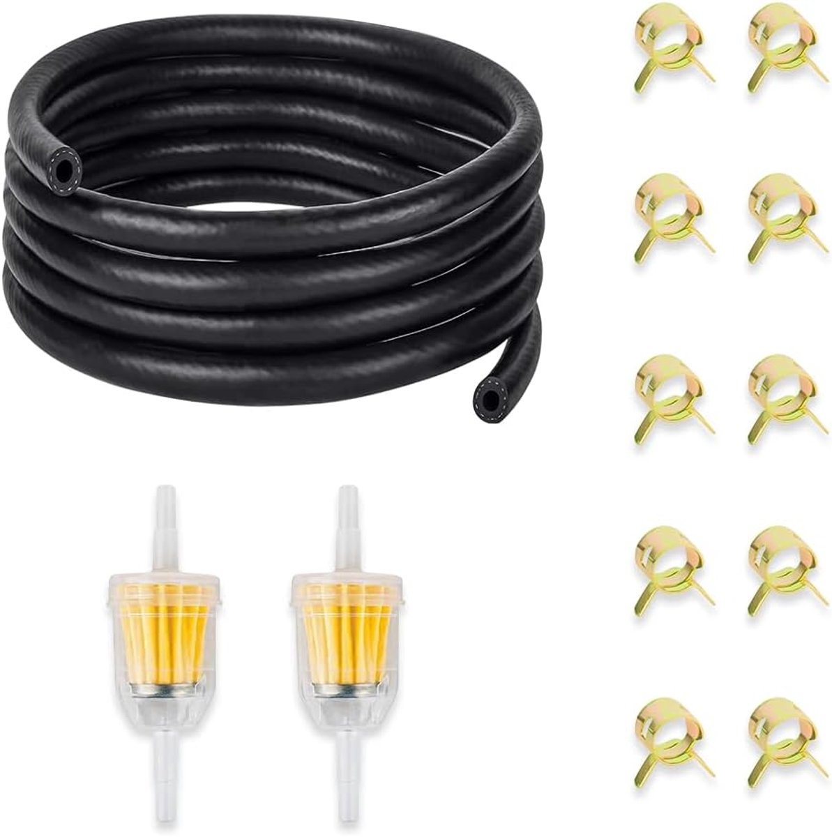 Brandstofslangenset 2 m - Diameter 5 mm - Inclusief 2 brandstoffilters - Geschikt voor auto, motor en grasmaaier - ShopVlot