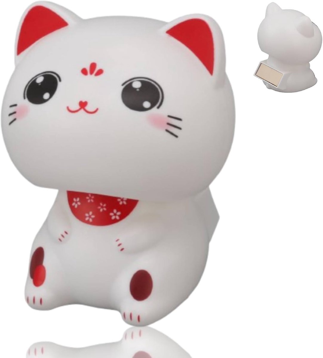 Cute Lucky Cats, Happy Nodding Plastic Cat Bobble Head Solar Nodding Cat Decoration for Car Nodding Cat (Large Eyes) - ShopVlot