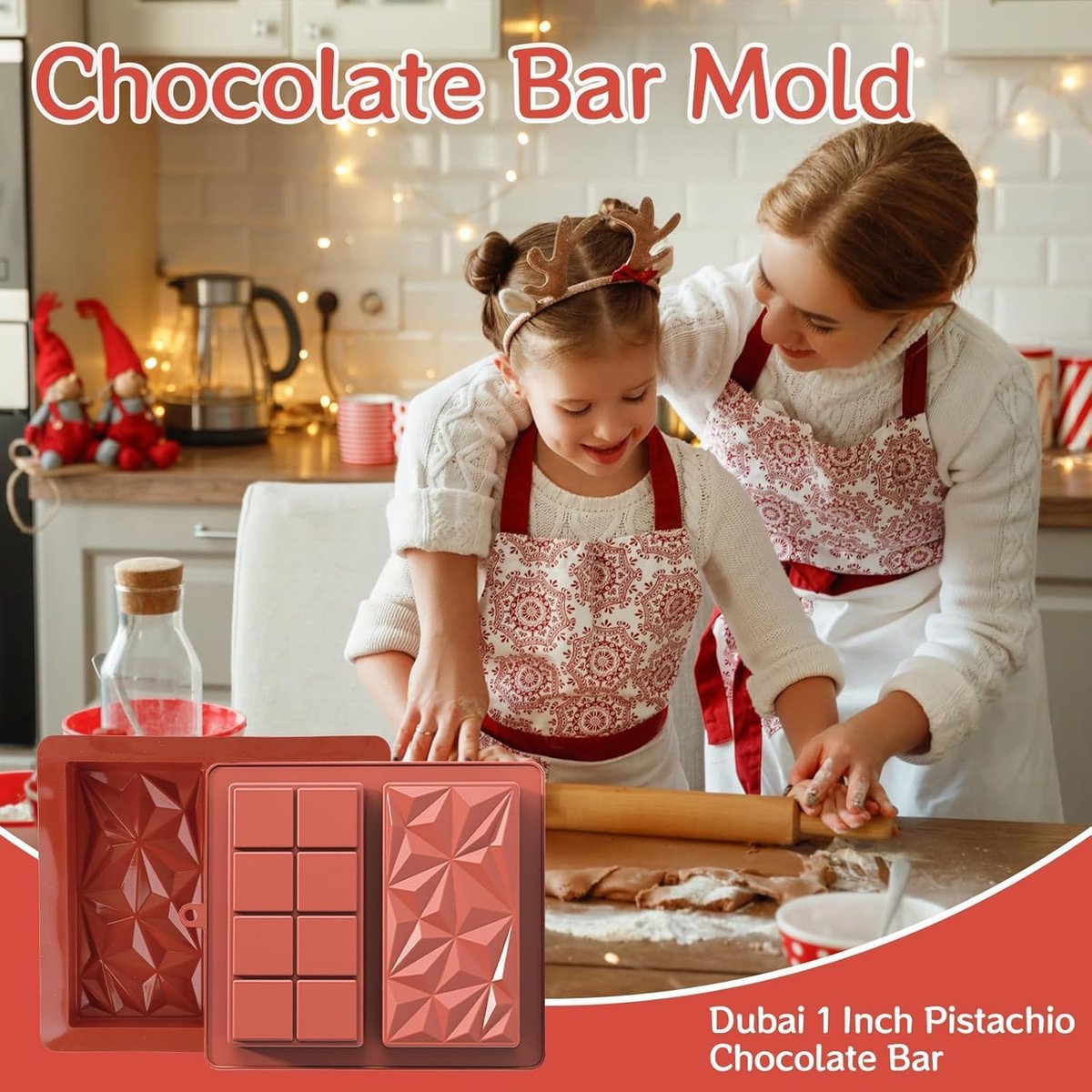 2 Pezzi Stampi per Cioccolatini in silicone, 25x19x2.5cm Stampi per Cioccolato, Stampo Per Tavoletta Di Cioccolato - ShopVlot