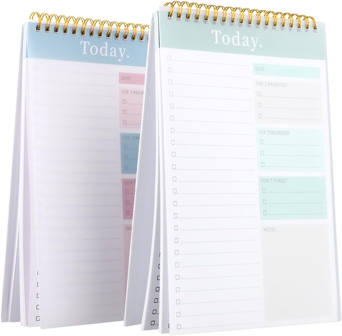 SnelShoppen - 2 Stuks To Do Lijst Notepad A5 - Ongeplande Dagelijkse Planner met Uurrooster en Checklist - 52 Pagina's per Notitieboek - Spiral Bindin