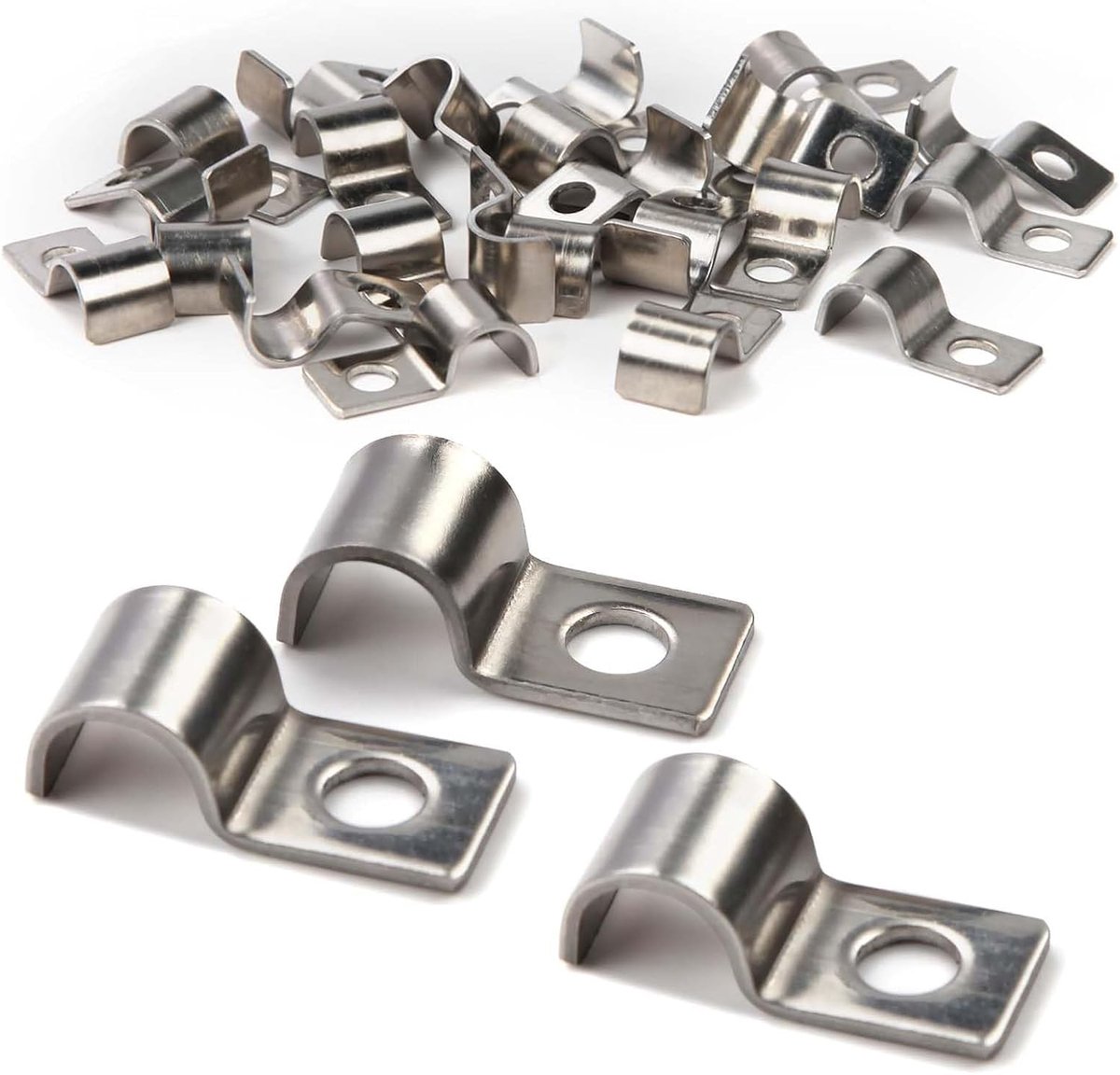Kabelklemmen 50 stuks - Metalen buisklem - Enkel gat - Voor kabeldiameter 8-9mm - SnelShoppen